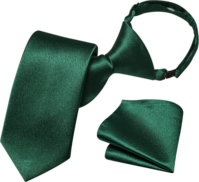 Barry.Wang Store Boys Ties Pre-Tied Satin Solid Color Kids Tie Pocket Square Set Adjustable Formal Necktie Graduation School - Image 2